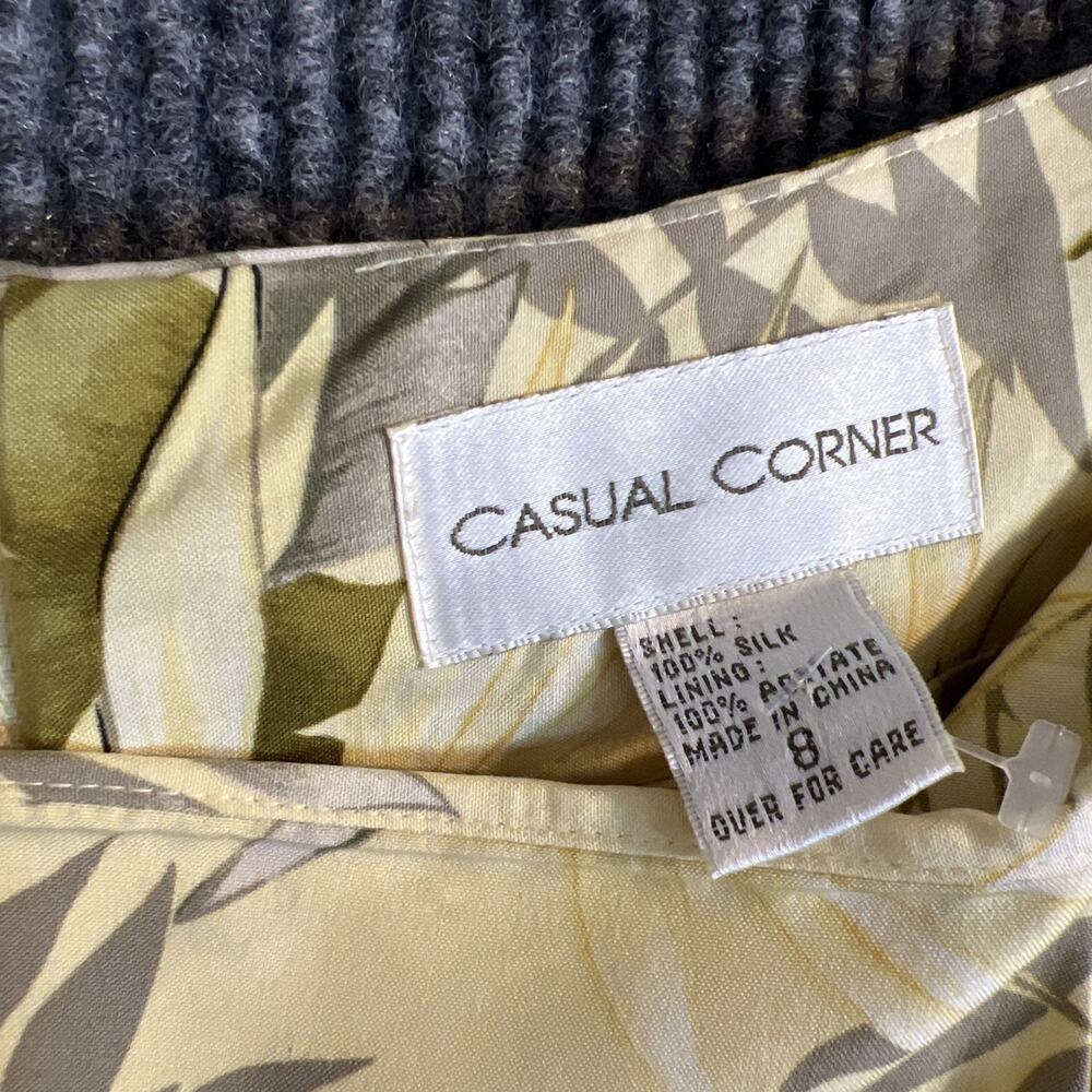 Vintage Casual Corner Womens Skirt Set Size 8 Yellow Tropical Silk Resort Cruise - Picture 14 of 16